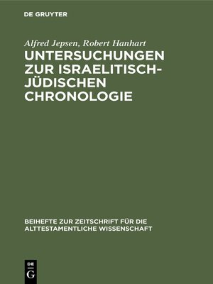 cover image of Untersuchungen zur israelitisch-jüdischen Chronologie